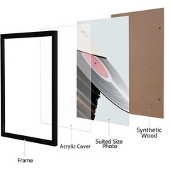12.5×12.5 Vinyl Record Frame, Matte Black Album Picture Frame Fits 12×12 LP a…