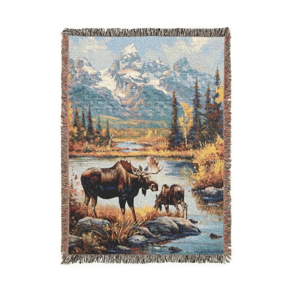 moose creek woven tapestry blanket (52by37)