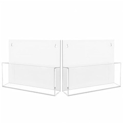 JUESHA 2 Pack Clear Acrylic File Holder Wall Mount Self 13 x 9.5 in White