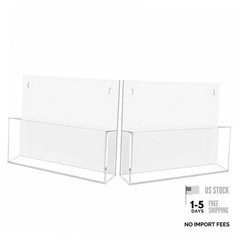 JUESHA 2 Pack Clear Acrylic File Holder Wall Mount Self 13 x 9.5 in White