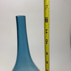 IKEA Blue Art Glass Bud Vase 12.5″ Tall Scandinavian Modern Home Decor