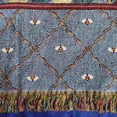 NOS Vtg Signed 65×48″ Debbie Mumm Throw Blanket 100% Cotton. Hen Farm Honey Bees