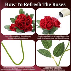 Ovveroche 90 Pcs Red Velvet Rose Artificial Flowers, 51cm Silk Wedding Fake S…