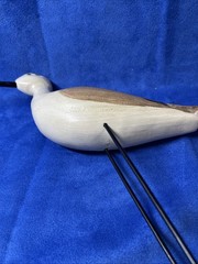 Coastal Decor 12.5”Sandpiper Pair Wooden Figures on Wood Base Glass Eyes