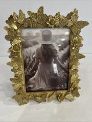Bloom Gold Metallic Photo Frame Butterflies 5X7 Vertical Tabletop New