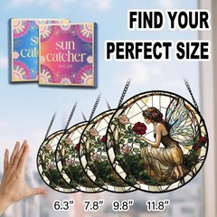 Butterfly Flower Fairy Faux Stained Glass Sun Catcher – Home Decor Gift for Wome