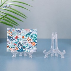 Artliving 4 Inch Clear Plastic Easels or Stand/Plate 4 inch (12 pack), White
