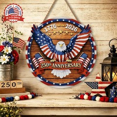 USA 250th Anniversary Decoration, Wooden 4th of July Eagle Door Sign 1776-2026 F