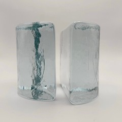 Vintage Blenko Art Glass Bookends Pair Mid Century Modern MCM 1960s Ice Cubes