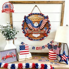 USA 250th Anniversary Decoration, Wooden 4th of July Eagle Door Sign 1776-2026 F