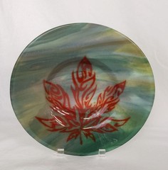 Fused Glass Red Leaf Cannabis Bowl Glass Art Functional Glass Unique
