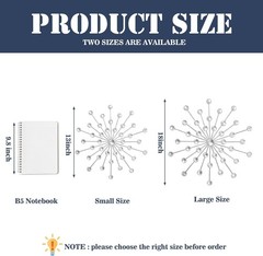 Silver Starburst Wall Art Set – 18″ Metal Decor with Rhinestones