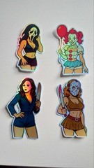 Horror Cosplay Girls 3inch Waterproof Holographic Vinyl Sticker Pack (all 4)