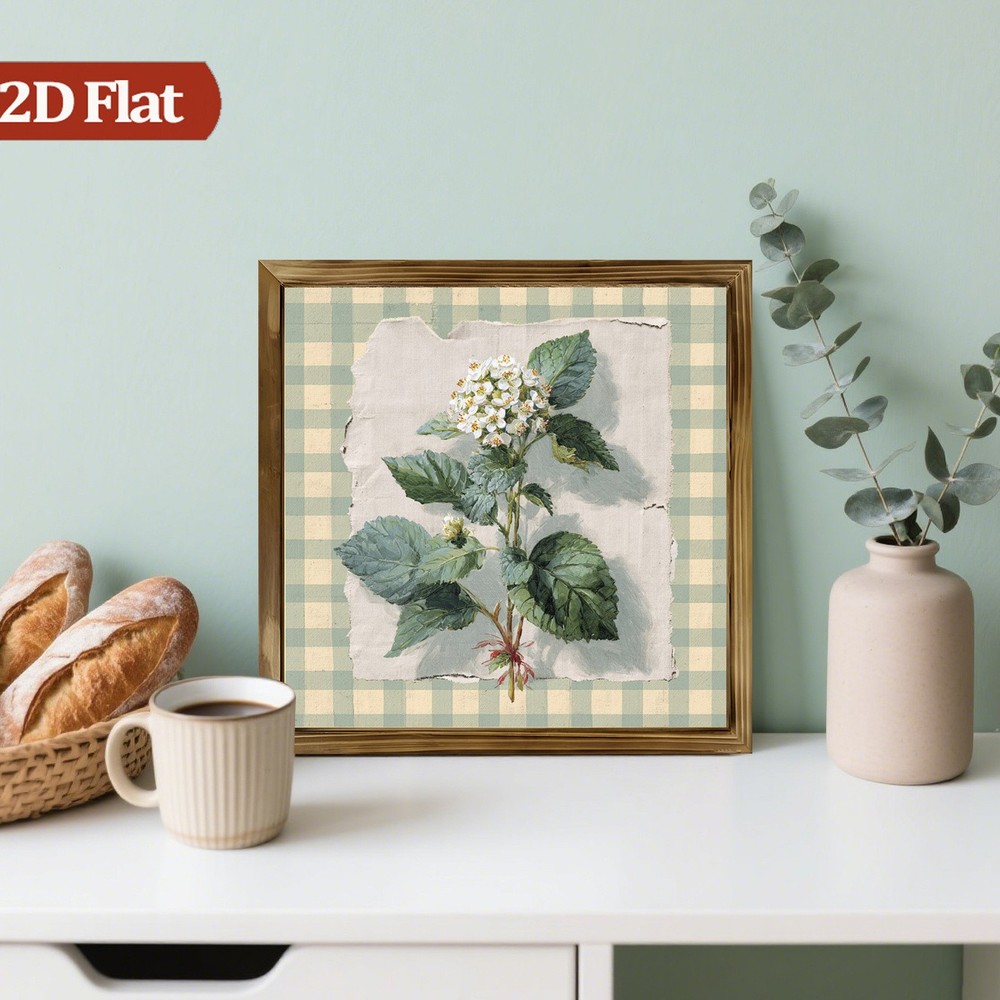 Plaid White Flower Wooden Plaque Creamy Rustic Torn-edge Botanical Home Wall Art