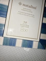 NATALINI Handmade ITALIAN Wooden Picture Frame 4×6″ Teel ,Blue, White Plaid