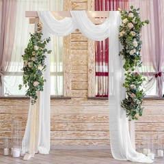 1 Panel White Wedding Arch Draping Fabric Chiffon Sheer Drapes 29 In x 20 FT
