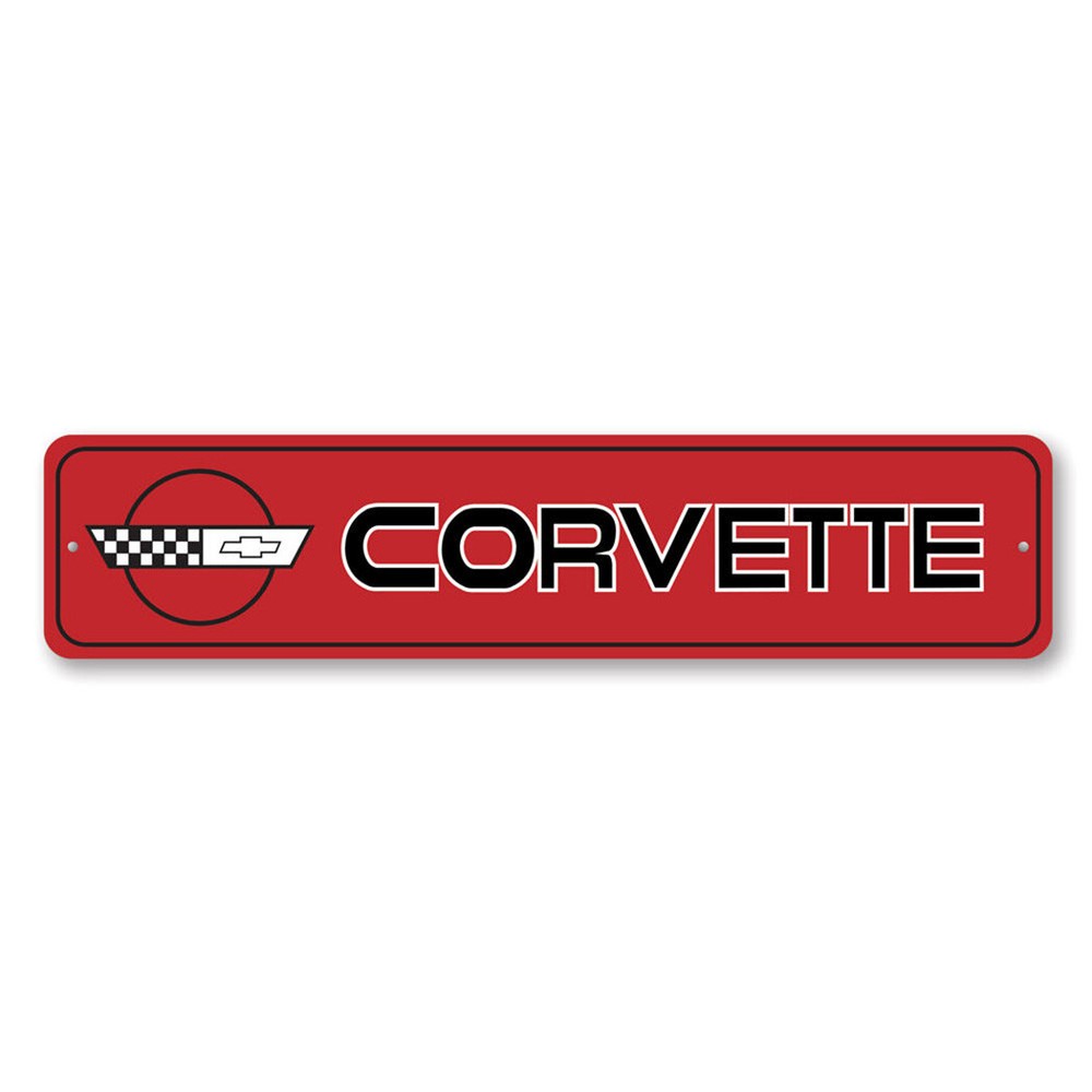 Chevy Corvette Garage Sign Custom Aluminum Personalized Man Cave Wall Decor