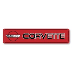Chevy Corvette Garage Sign Custom Aluminum Personalized Man Cave Wall Decor