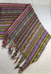 Handmade knit Rainbow Shawl Wrap Multicolor Boho Festival 26×96
