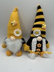 Bumble Bee Gnomes Set of 2 Plush Girl & Boy Gnome Figures Yellow Black