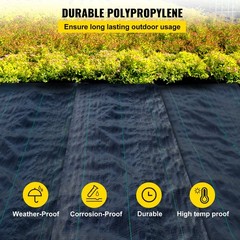 3x50FT 5OZ Heavy Duty Weed Barrier Landscape Fabric Woven Ground Cover Driveway