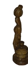 Samaritan Woman Well Sculpture Hand Carved Wooden Water Carrier Figure