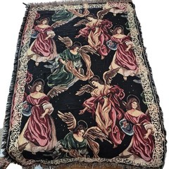 Vintage Goodwin Weavers Angelic Season Tapestry Throw Blanket 100% Cotton