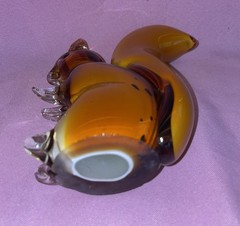 Murano Style Art 7″ Amber Glass Squirrel Figurine Paperweight Blown Glass