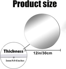Acrylic Round Mirrors, 12 inch No Glass Circle Mirror Tiles Self Adhesive Mir…