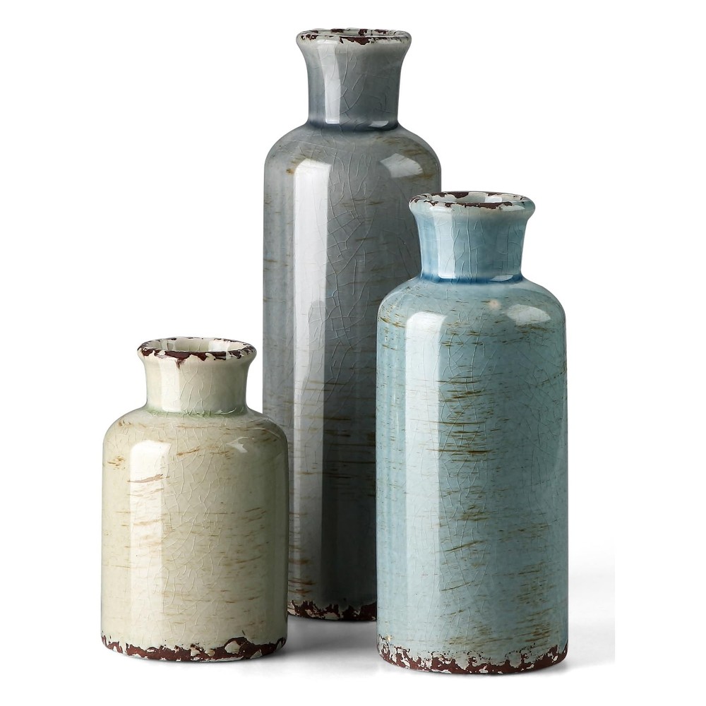 CwlwGO- Ceramic Vase Set of 3, Small Flower to Medium, Multicolored