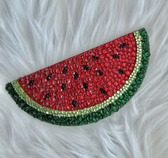Bedazzled Glass Rhinestone Watermelon Wooden Decor
