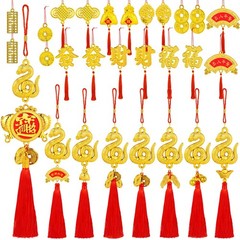 28 pcs Snake Charm Red Hanging Knot Good Luck Charms Pendants 2025 Chinese Ne…