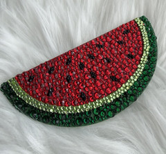 Bedazzled Glass Rhinestone Watermelon Wooden Decor