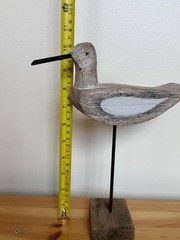 Coastal Shore Bird Wood Sculpture on Stand Rustic Beach Decor Heron Sandpiper
