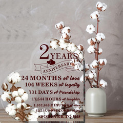 2 Years Anniversary Decor for Him Her Cotton Flower Drawing Print Acrylic Gif…