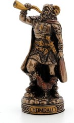 Unique Polystone Standing Heimdall Carrying Horn Norse God Spiritual Collection