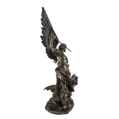 Bronzed St. Michael Defeating Lucifer Statue 10 In.