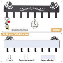2-Pack Premium Iron Key Holder for Wall – Dual Installation: Wall Mount & Adh…