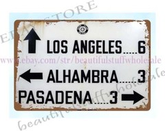 home kitchen Southern California Road Sign LA-Alhambra- Pasadena metal tin sign