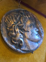 Roman Greek Apollo coins Sculptural Wall plaques 9.5″ Set Of 3 On Chain