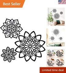 Farmhouse Style Black Metal Floral Wall Decor – 3 Unique Pieces for Any Room