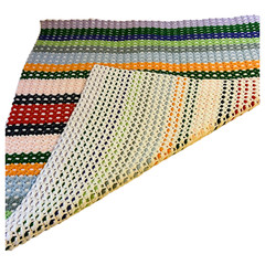 Handmade Multicolor Crochet Throw w/ Same White Pattern On Reverse 59″ x 44″