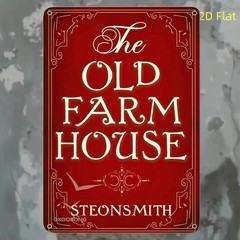 The Old Farmhouse Metal Sign Red Ornate Border Farm Cottage Front Door Decor