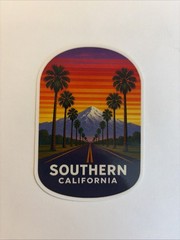 Southern California Mountains Palm Trees Sunset Road Sticker