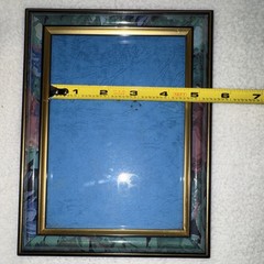 Set of 2 VTG 5×7 Floral Border Multicolor Photo Frames Gold/Black Trim 80s/90s