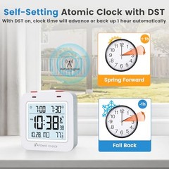 Small Digital Atomic Alarm Clock for Bedroom, 3.15 Inch Portable Travel White