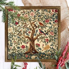 2D 8×8 Inch Tree of Life Wall Plaque Rustic Wood Framed Art Home Office Decor
