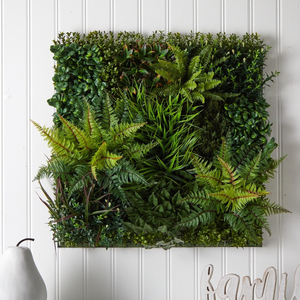 29″ Artificial Foliage Fern Living Wall Panel UV (Indoor/Outdoor). Retail $276