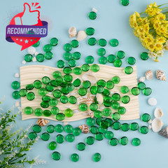 Green Glass Marbles 1 LB Transparent Smooth Flat