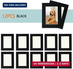 12 Pack 6×4 Inch Black Cardboard Photo Frames, Ultra-Thin Self-Adhesive Wall Mou